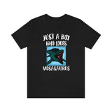 Just A Boy Who Loves Mosasaurus Dinosaur Shirt, Mosasaurus Lover Shirt, Dinosaur Shirt, Dinosaur Lover Gift, Animal Adult Kids T-Shirt Image 1