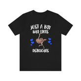Just A Boy Who Loves Ostriches Shirt, Ostrich Lover Shirt, Ostrich Shirt, Bird Lover Gift, Animal Adult Kids T-Shirt Image 1