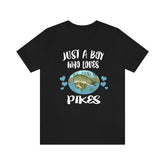 Just A Boy Who Loves Pikes Fish Shirt, Pike Fish Lover Shirt, Fish Shirt, Fish Lover Gift, Animal Adult Kids T-Shirt Image 1