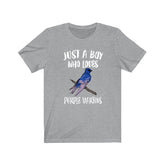 Just A Boy Who Loves Purple Martins Shirt, Purple Martin Lover Shirt, Birding Shirt, Bird Lover Gift, Animal Adult Kids T-Shirt Image 1