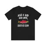 Just A Boy Who Loves Sockeye Salmon Shirt, Salmon Lover Shirt, Fishing Shirt, Fish Lover Gift, Animal Adult Kids T-Shirt Image 1