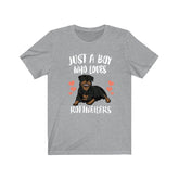Just A Boy Who Loves Rottweilers Dog Shirt, Rottweiler Lover Shirt, Rottweiler Shirt, Dog Lover Gift, Animal Adult Kids T-Shirt Image 1