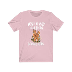 Just a boy who loves serval cats African long-legged wild cat tee