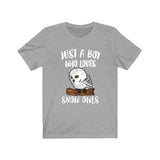 Just A Boy Who Loves Snow Owls Shirt, Snow Owl Lover Shirt, Owl Shirt, Owl Lover Gift, Animal Adult Kids T-Shirt Image 2