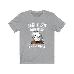 Just a boy who loves snowy owls white Arctic tundra owl raptor tee