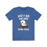 Just A Boy Who Loves Snow Owls Shirt, Snow Owl Lover Shirt, Owl Shirt, Owl Lover Gift, Animal Adult Kids T-Shirt Image 3