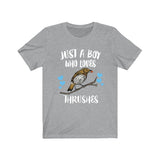 Just A Boy Who Loves Thrushes Shirt, Thrush Lover Shirt, Birding Shirt, Bird Lover Gift, Animal Adult Kids T-Shirt Image 2