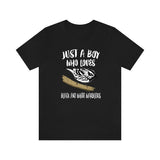 Just A Boy Who Loves Black And White Warblers Bird Shirt, Warbler Lover Shirt, Birding Shirt, Warbler Lover Gift, Animal Adult Kids T-Shirt Image 1