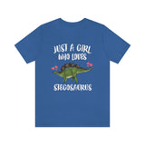 Just A Girl Who Loves Stegosaurus Shirt, Stegosaurus Lover Shirt, Dinosaur shirt, Dinosaur Lover Gift Animal Adult Toddler Kids Gift T-Shirt Image 2