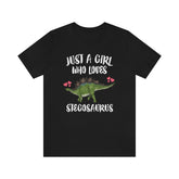 Just A Girl Who Loves Stegosaurus Shirt, Stegosaurus Lover Shirt, Dinosaur shirt, Dinosaur Lover Gift Animal Adult Toddler Kids Gift T-Shirt Image 1