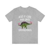 Just A Girl Who Loves Stegosaurus Shirt, Stegosaurus Lover Shirt, Dinosaur shirt, Dinosaur Lover Gift Animal Adult Toddler Kids Gift T-Shirt Image 3
