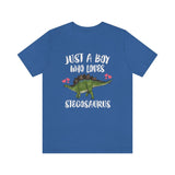 Just A Boy Who Loves Stegosaurus Shirt, Stegosaurus Lover Shirt, Dinosaur shirt, Dinosaur Lover Gift Animal Adult Toddler Kids Gift T-Shirt Image 2