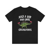 Just A Boy Who Loves Stegosaurus Shirt, Stegosaurus Lover Shirt, Dinosaur shirt, Dinosaur Lover Gift Animal Adult Toddler Kids Gift T-Shirt Image 1