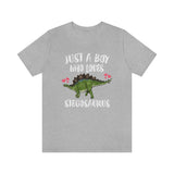 Just A Boy Who Loves Stegosaurus Shirt, Stegosaurus Lover Shirt, Dinosaur shirt, Dinosaur Lover Gift Animal Adult Toddler Kids Gift T-Shirt Image 3