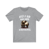 Just A Boy Who Loves Wolverines Shirt, Wolverine Lover Shirt, Wolverine Shirt, Wolverine Lover Gift, Animal Adult Kids T-Shirt Image 1