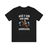 Just A Boy Who Loves Woodpeckers Birds Shirt, Woodpecker Lover Shirt, Birding Shirt, Woodpecker Lover Gift, Animal Adult Kids T-Shirt Image 3