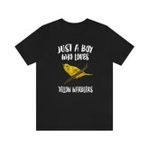 Just A Boy Who Loves Yellow Warblers Shirt, Warbler Lover Shirt, Birding Shirt, Warbler Lover Gift, Animal Adult Kids T-Shirt Image 1