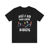Just A Boy Who Loves Birds Shirt, Bird Lover Shirt, Birding Shirt, Bird Lover Gift, Animal Adult Kids T-Shirt Image 1