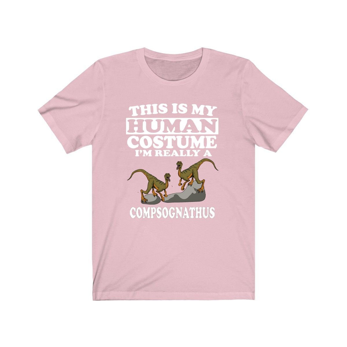 This is my human costume I am really a compsognathus tiny dinosaur tee