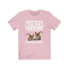 This is my human costume I am really a compsognathus tiny dinosaur tee