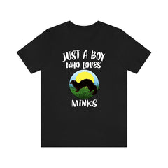 Just a boy who loves minks semi-aquatic mustelid wildlife tee