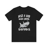 Just A Boy Who Loves Sharks Shirt, Shark Lover Shirt, Shark Shirt, Shark Lover Gift, Animal Adult Kids T-Shirt Image 1