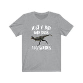 Just A Boy Who Loves Aucasaurus Dinosaur Shirt, Aucasaurus Lover Shirt, Dinosaur Shirt, Dinosaur Lover Gift, Animal Adult Kids T-Shirt Image 1