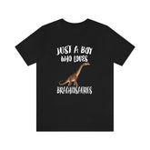 Just A Boy Who Loves Brachiosaurus Dinosaur Shirt, Brachiosaurus Lover Shirt, Dinosaur Shirt, Dinosaur Lover Gift, Animal Adult Kids T-Shirt Image 1