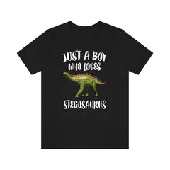 Just a boy who loves stegosaurus armored Jurassic dinosaur tee