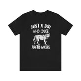 Just A Boy Who Loves Arctic Wolves Shirt, Arctic Wolf Lover Shirt, Wolf Shirt, Wolf Lover Gift, Animal Adult Kids T-Shirt Image 1
