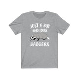 Just A Boy Who Loves Badgers Shirt, Badger Lover Shirt, Badger Shirt, Badger Lover Gift, Animal Adult Kids T-Shirt Image 2