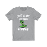 Just A Boy Who Loves Cobras Snakes Shirt, Cobra Lover Shirt, Snake Shirt, Cobra Lover Gift, Animal Adult Kids T-Shirt Image 2