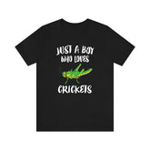 Just A Boy Who Loves Crickets Shirt, Cricket Lover Shirt, Cricket Shirt, Cricket Lover Gift, Animal Adult Kids T-Shirt Image 1