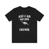 Just A Boy Who Loves Cranes Birds Shirt, Cranes Lover Shirt, Birding Shirt, Cranes Lover Gift, Animal Adult Kids T-Shirt Image 3