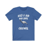 Just A Boy Who Loves Cranes Birds Shirt, Cranes Lover Shirt, Birding Shirt, Cranes Lover Gift, Animal Adult Kids T-Shirt Image 1