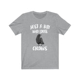 Just A Boy Who Loves Crows Birds Shirt, Crow Lover Shirt, Birding Shirt, Crow Lover Gift, Animal Adult Kids T-Shirt Image 1