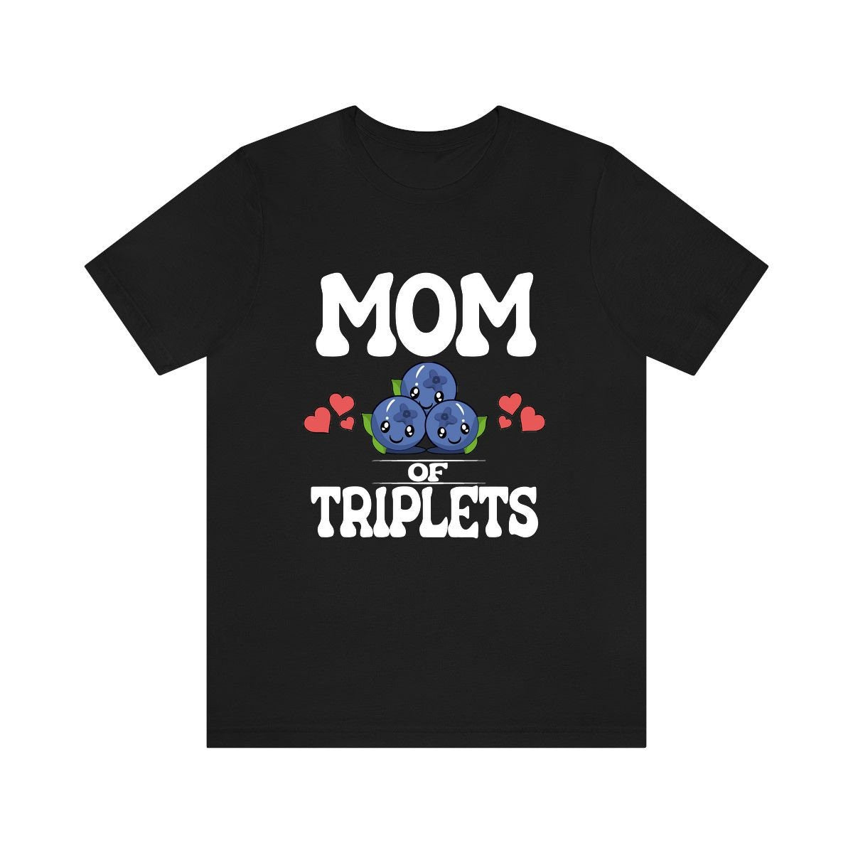 Mom Of Triplets Shirt, Mom Of Triplets Gift, Triplet Mother Pregnancy Announcement Blueberries T-Shirt Image 1