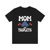 Mom Of Triplets Shirt, Mom Of Triplets Gift, Triplet Mother Pregnancy Announcement Blueberries T-Shirt Image 1