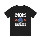 Mom Of Triplets Shirt, Mom Of Triplets Gift, Triplet Mother Pregnancy Announcement Blueberries T-Shirt Image 1