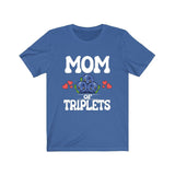 Mom Of Triplets Shirt, Mom Of Triplets Gift, Triplet Mother Pregnancy Announcement Blueberries T-Shirt Image 2