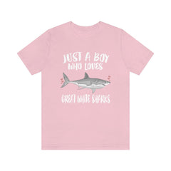 Just A Boy Who Loves Great White Sharks Shirt - Great White Shark print design