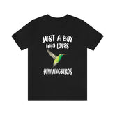 Just A Boy Who Loves Hummingbirds Birds Shirt, Hummingbird Lover Shirt, Birding Shirt, Hummingbird Lover Gift, Animal Adult Kids T-Shirt Image 1