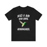 Just A Boy Who Loves Hummingbirds Birds Shirt, Hummingbird Lover Shirt, Birding Shirt, Hummingbird Lover Gift, Animal Adult Kids T-Shirt Image 1
