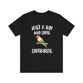 Just A Boy Who Loves Lovebirds Shirt, Lovebird Lover Shirt, Lovebird Shirt, Parrot Lover Gift, Animal Adult Kids T-Shirt Image 1