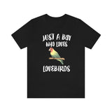 Just A Boy Who Loves Lovebirds Shirt, Lovebird Lover Shirt, Lovebird Shirt, Parrot Lover Gift, Animal Adult Kids T-Shirt Image 1