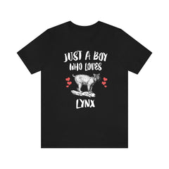 Just a boy who loves lynx boreal forest tuft-eared wild cat tee