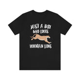 Just A Boy Who Loves Mountain Lions Shirt, Mountain Lion Lover Shirt, Mountain Lion Shirt, Cougar Lover Gift, Animal Adult Kids T-Shirt Image 1