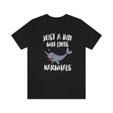 Just A Boy Who Loves Narwhals Whale Shirt, Narwhal Whale Lover Shirt, Whale Shirt, Whale Lover Gift, Animal Adult Kids T-Shirt Image 1