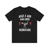 Just A Boy Who Loves Ostriches Shirt, Ostrich Lover Shirt, Ostrich Shirt, Ostrich Lover Gift, Animal Adult Kids T-Shirt Image 1