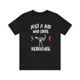 Just A Boy Who Loves Ostriches Shirt, Ostrich Lover Shirt, Ostrich Shirt, Ostrich Lover Gift, Animal Adult Kids T-Shirt Image 1